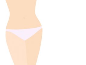白いビキニを着ている女性のイラスト
